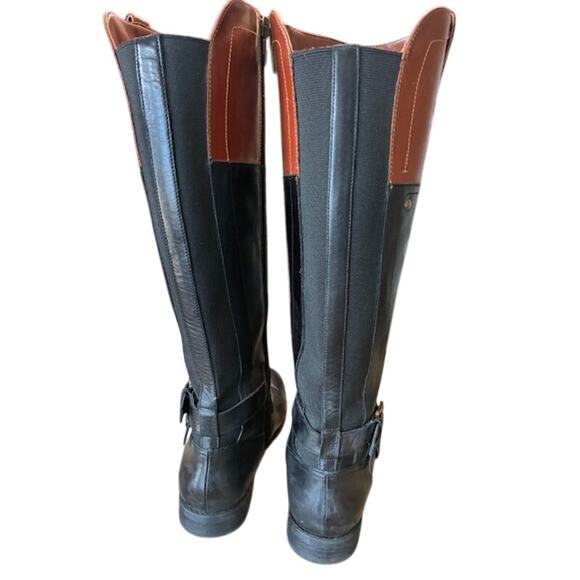 Marc Fisher Leather Riding Boots Women’s Size 7 M Two Toned Brown Black - Picture 4 of 6